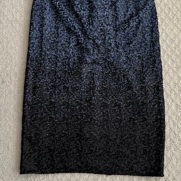 Laundry By Shelli Segal Black/Blue Ombre Sequin Cocktail Slip Dress 12 NWT Sexy - Picture 3 of 12